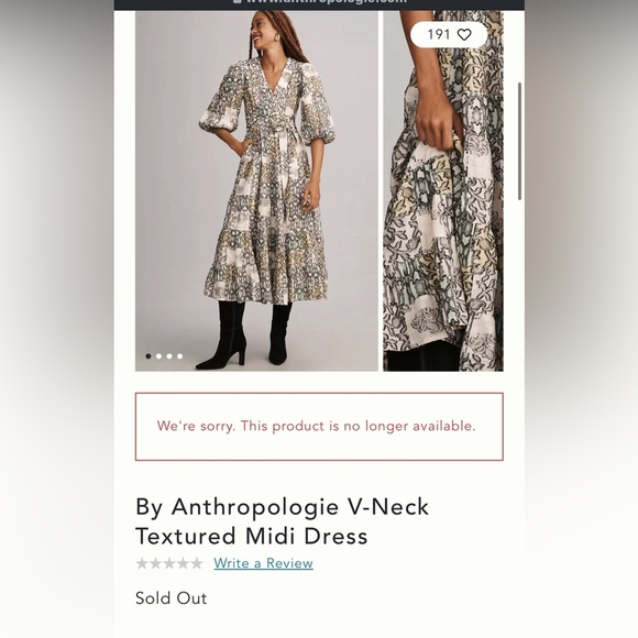 Anthropologie V-Neck Textured Midi dress size Medium - Picture 3 of 8